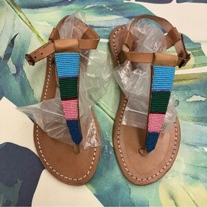 LAIDBACK LONDON Flat Beaded Toe Post Sandal Multicolor Size EU 36